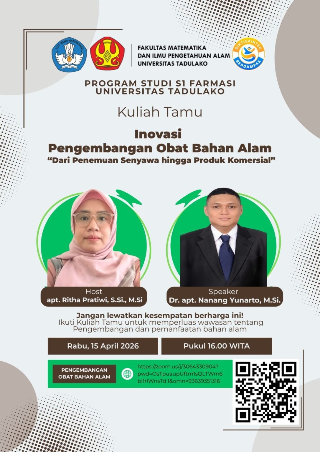 Kuliah Tamu Biologi Farmasi: Alur Translasi Riset Obat Bahan Alam ...